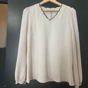 Elegant Cream V-Neck Women's Top